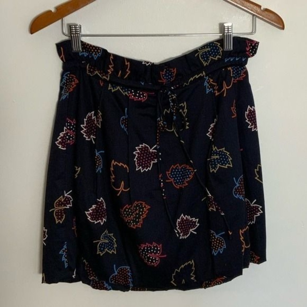 Marc by Marc Jacobs Navy Multicolor Leaf Print Paperbag Mini Skirt Size 2 Women